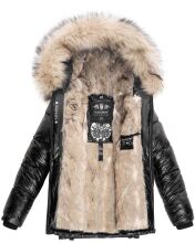 Navahoo Tikunaa ladies winter jacket quilted jacket with faux fur hood - Black-Gr.S
