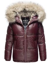 Navahoo Tikunaa ladies winter jacket quilted jacket with faux fur hood - Wine Red-Gr.S