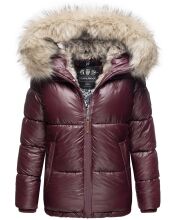 Navahoo Tikunaa ladies winter jacket quilted jacket with faux fur hood - Wine Red-Gr.M