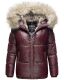 Navahoo Tikunaa dicke Damen Winterjacke mit Kapuze und Kunstfellkragen  Weinrot Größe L - Gr. 40