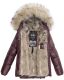 Navahoo Tikunaa dicke Damen Winterjacke mit Kapuze und Kunstfellkragen  Weinrot Größe L - Gr. 40
