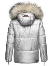 Navahoo Tikunaa ladies winter jacket quilted jacket with faux fur hood - Silver-Gr.XS