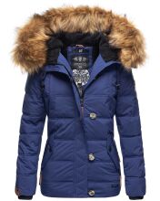 Navahoo Zoja Damen gespteppte Winterjacke gefüttert mit Teddyfell Blau Größe XS - Gr. 34