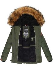 Navahoo Zoja Damen gespteppte Winterjacke gefüttert mit Teddyfell Olive Größe XS - Gr. 34