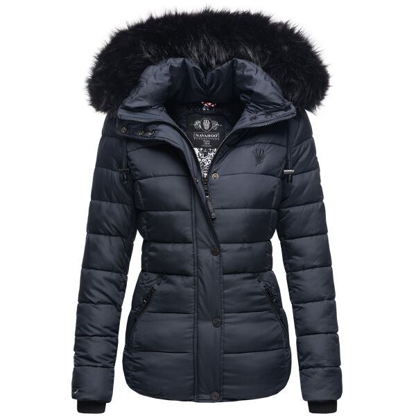 Navahoo Zuckerbiene Damen gefütterte Steppjacke mit Kapuze Navy Größe XS - Gr. 34