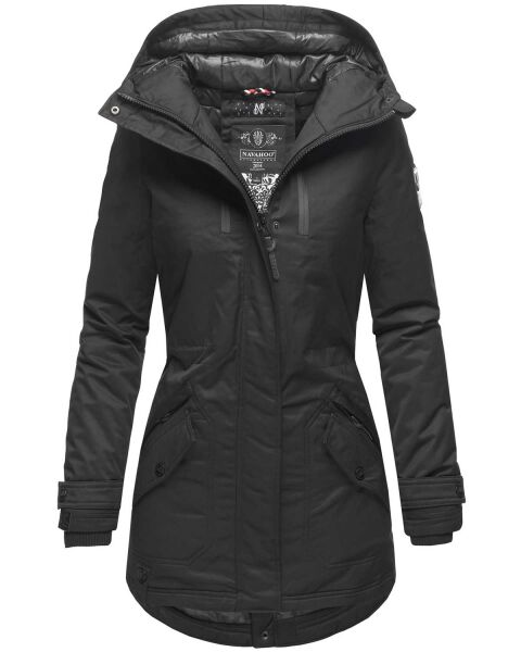 Navahoo Avrille Damen Parka Winterjacke mit Kapuze Schwarz Größe XXL - Gr. 44