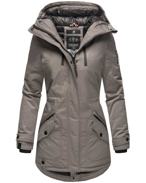 Navahoo Avrille Damen Parka Winterjacke mit Kapuze Grau Größe XS - Gr. 34