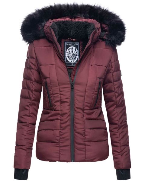Navahoo Adele Ladies Winter Jacket Warm Lined Teddy Fur Quilted Winterjacket B361 Wine Red Size XXL - Size 44
