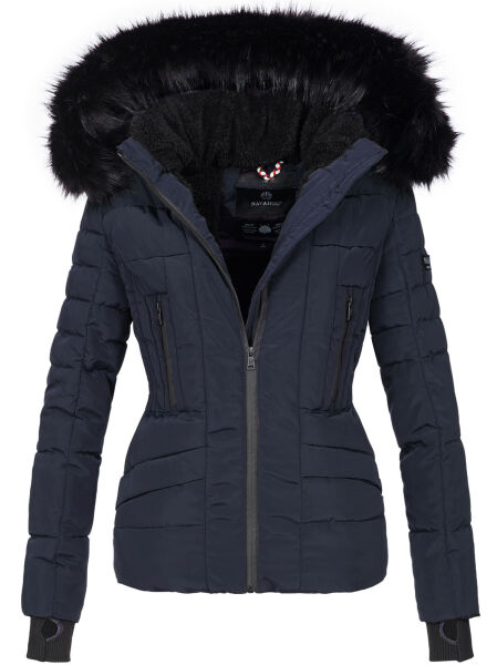 Navahoo Adele Ladies Winter Jacket Warm Lined Teddy Fur Quilted Winterjacket B361 Navy Size XXL - Size 44