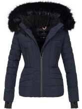 Navahoo Adele Ladies Winter Jacket Warm Lined Teddy Fur Quilted Winterjacket B361 Navy Size XXL - Size 44