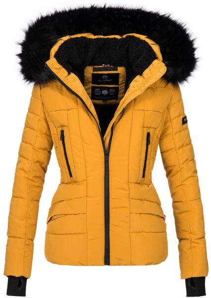 Navahoo Adele Ladies Winter Jacket Warm Lined Teddy Fur Quilted Winterjacket B361 Yellow Size XXL - Size 44