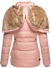 Marikoo Nekoo warm gefütterte Damen Winterjacke mit Kunstfell Rosa Größe XS - Gr. 34