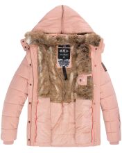Marikoo Nekoo warm gefütterte Damen Winterjacke mit Kunstfell Rosa Größe XS - Gr. 34