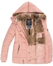 Marikoo Nekoo warm gefütterte Damen Winterjacke mit Kunstfell Rosa Größe XS - Gr. 34