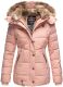 Marikoo Nekoo warm gefütterte Damen Winterjacke mit Kunstfell Rosa Größe XS - Gr. 34