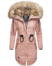 Navahoo Bombii Damen Winterjacke lang mit Kunstfell Rosa Größe XL - Gr. 42