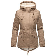 Marikoo Manolya Damen Parka Winterjacke mit Teddyfell Taupe Größe XXL - Gr. 44