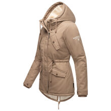Marikoo Manolya Damen Parka Winterjacke mit Teddyfell Taupe Größe XXL - Gr. 44