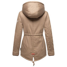 Marikoo Manolya Damen Parka Winterjacke mit Teddyfell Taupe Größe XXL - Gr. 44