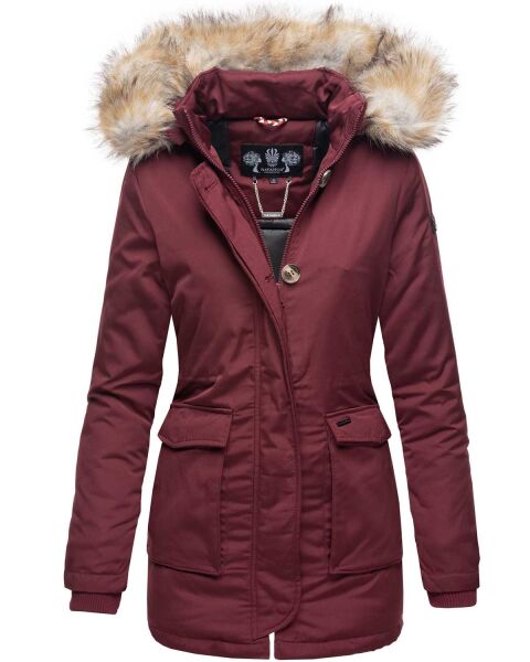 Navahoo Schneeengel Damen Winterjacke warm gefüttert mit Kapuze Weinrot Größe S - Gr. 36