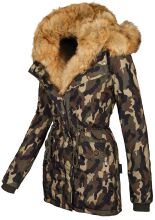 Navahoo Sweety Damen 2in1 Parka Winterjacke warmhaltend Camo beiges Fell Größe S - Gr. 36