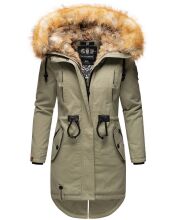Navahoo Bombii Damen Winterjacke lang mit Kunstfell Grau Größe XS - Gr. 34