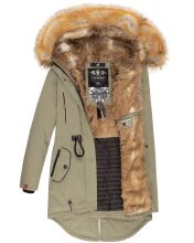 Navahoo Bombii Damen Winterjacke lang mit Kunstfell Grau Größe XS - Gr. 34