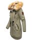 Navahoo Bombii Damen Winterjacke lang mit Kunstfell Grau Größe XS - Gr. 34