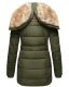 Marikoo warme Damen Steppmantel Winterjacke mit Kapuze Olive Größe S - Gr. 36
