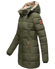Marikoo warme Damen Steppmantel Winterjacke mit Kapuze Olive Größe XXL - Gr. 44