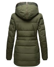 Marikoo warme Damen Steppmantel Winterjacke mit Kapuze Olive Größe XXL - Gr. 44