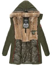 Marikoo warme Damen Steppmantel Winterjacke mit Kapuze Olive Größe XXL - Gr. 44