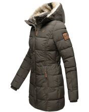 Marikoo warme Damen Steppmantel Winterjacke mit Kapuze Anthrazit Größe M - Gr. 38