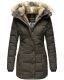 Marikoo warme Damen Steppmantel Winterjacke mit Kapuze Anthrazit Größe M - Gr. 38