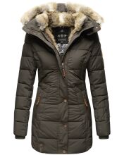 Marikoo warme Damen Steppmantel Winterjacke mit Kapuze Anthrazit Größe XXL - Gr. 44