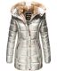 Marikoo warme Damen Steppmantel Winterjacke mit Kapuze Silber Größe XS - Gr. 34