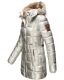 Marikoo warme Damen Steppmantel Winterjacke mit Kapuze Silber Größe XS - Gr. 34