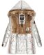 Marikoo warme Damen Steppmantel Winterjacke mit Kapuze Silber Größe XS - Gr. 34