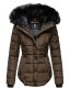 Marikoo Lotus warme Damen Winterjacke gesteppt mit Kunstfell Braun Größe XXL - Gr. 44