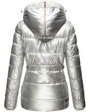 Marikoo Nekoo warm gefütterte Damen Winterjacke mit Kunstfell Silber Größe XS - Gr. 34