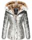 Marikoo Nekoo warm gefütterte Damen Winterjacke mit Kunstfell Silber Größe XS - Gr. 34
