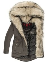 Navahoo Sweety Damen 2in1 Parka Winterjacke warmhaltend Anthrazit Größe S - Gr. 36