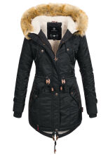 Navahoo LaViva warme Damen Winterjacke mit Teddyfell Schwarz Größe XXXL - Gr. 46