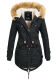 Navahoo LaViva warme Damen Winterjacke mit Teddyfell Schwarz Größe XXXL - Gr. 46