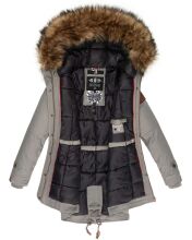 Marikoo La Viva Princess Damen Winterjacke mit Kapuze Hellgrau Größe XS - Gr. 34