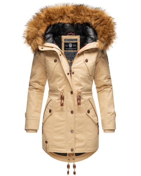 Marikoo La Viva Princess Damen Winterjacke mit Kapuze Beige Größe XS - Gr. 34