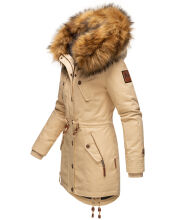 Marikoo La Viva Princess Damen Winterjacke mit Kapuze Beige Größe XS - Gr. 34