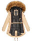 Marikoo La Viva Princess Damen Winterjacke mit Kapuze Beige Größe XS - Gr. 34