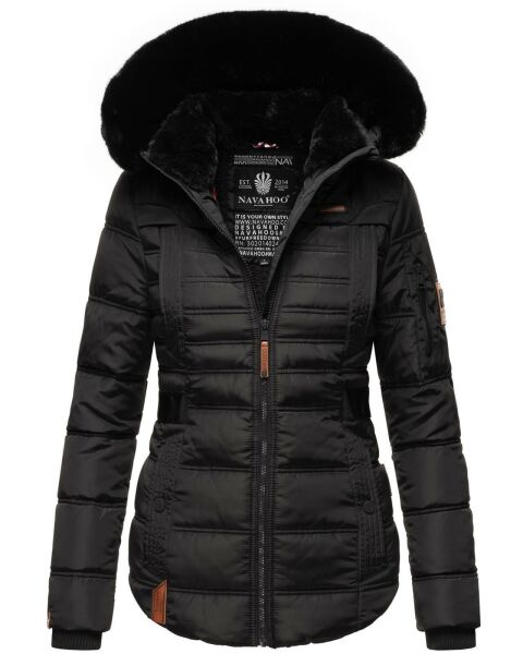 Navahoo Melikaa ladies winter jacket with faux fur collar & hood Schwarz-Gr.XS