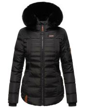 Navahoo Melikaa ladies winter jacket with faux fur collar & hood Schwarz-Gr.XS